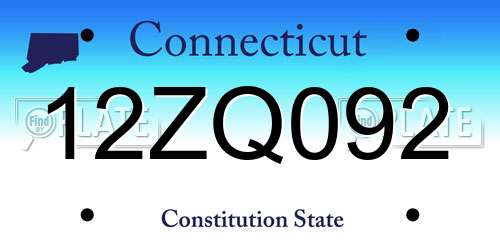 12ZQ092 Connecticut License Plate