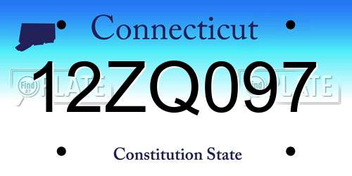 12ZQ097 Connecticut License Plate