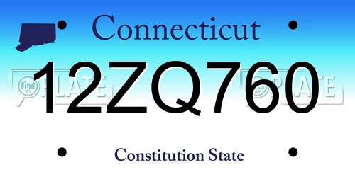 12ZQ760 Connecticut License Plate