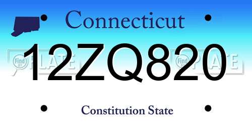 12ZQ820 Connecticut License Plate