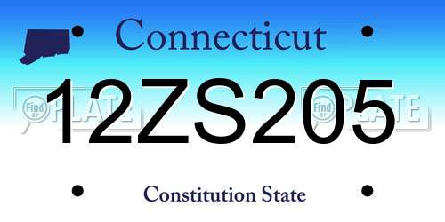 12ZS205 Connecticut License Plate