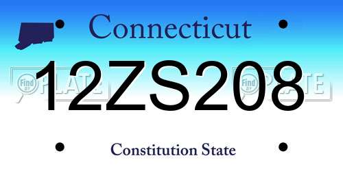 12ZS208 Connecticut License Plate