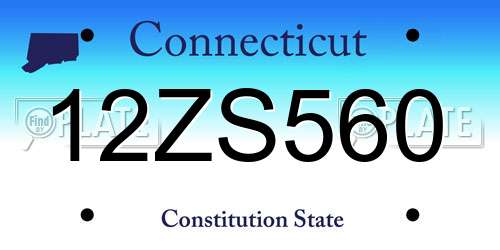 12ZS560 Connecticut License Plate