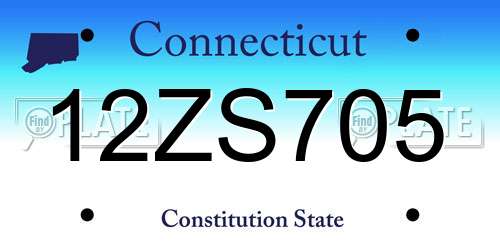 12ZS705 Connecticut License Plate