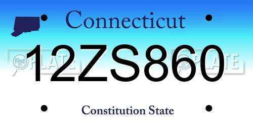 12ZS860 Connecticut License Plate