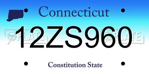 12ZS960 Connecticut License Plate