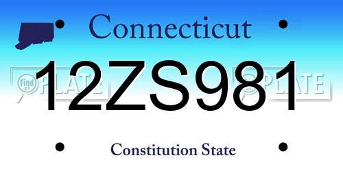12ZS981 Connecticut License Plate