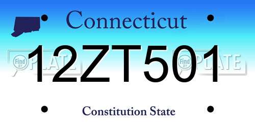 12ZT501 Connecticut License Plate