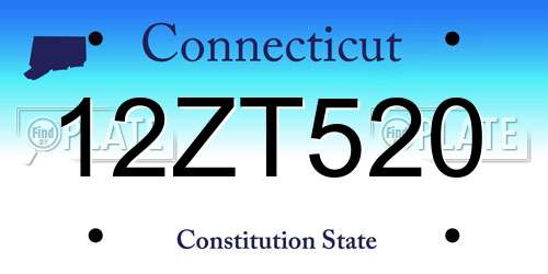 12ZT520 Connecticut License Plate