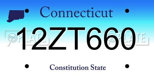 12ZT660 Connecticut License Plate