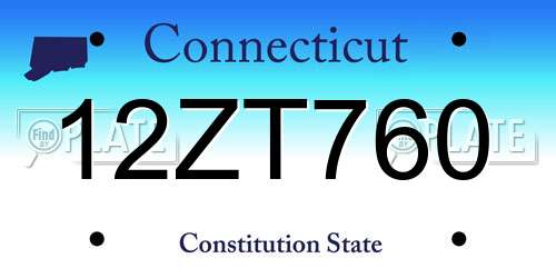 12ZT760 Connecticut License Plate