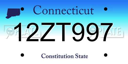 12ZT997 Connecticut License Plate