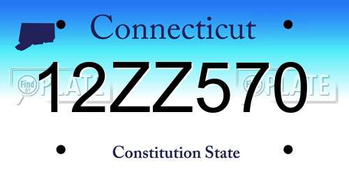 12ZZ570 Connecticut License Plate