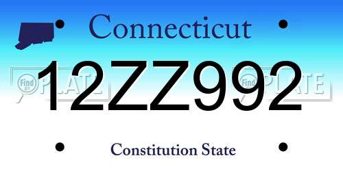 12ZZ992 Connecticut License Plate