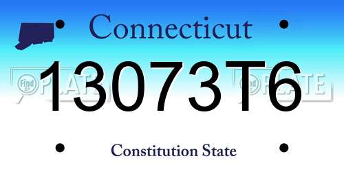 13073T6 Connecticut License Plate