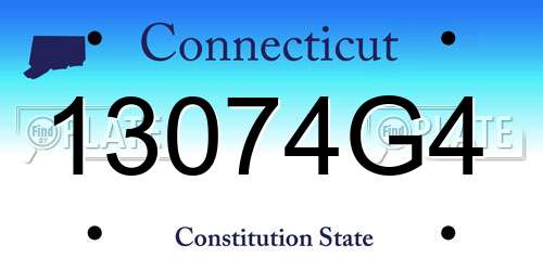 13074G4 Connecticut License Plate