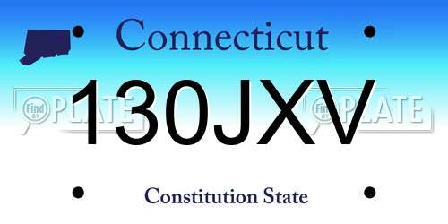 130JXV Connecticut License Plate