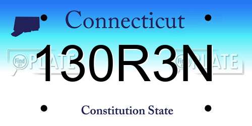 130R3N Connecticut License Plate
