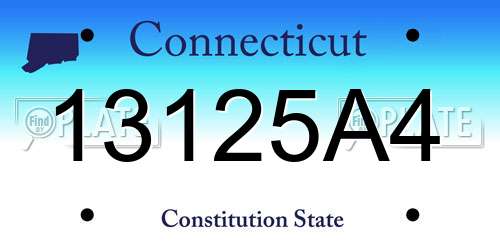 13125A4 Connecticut License Plate