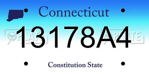 13178A4 Connecticut License Plate