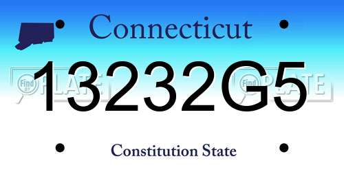 13232G5 Connecticut License Plate
