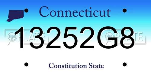 13252G8 Connecticut License Plate
