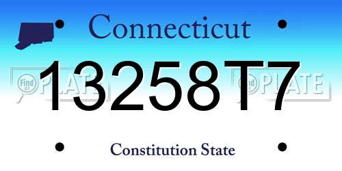 13258T7 Connecticut License Plate