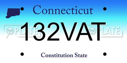 132VAT Connecticut License Plate