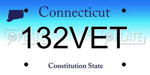 132VET Connecticut License Plate