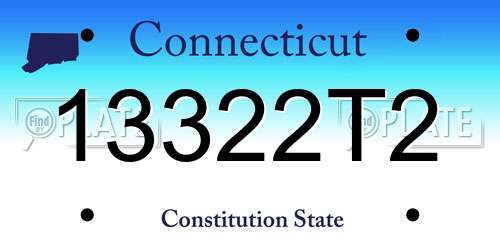 13322T2 Connecticut License Plate