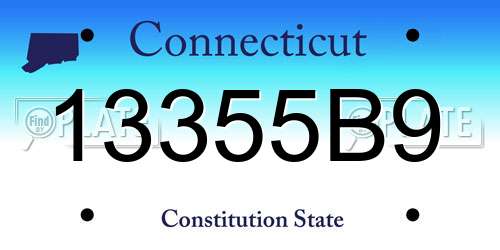 13355B9 Connecticut License Plate