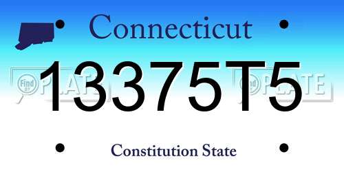 13375T5 Connecticut License Plate