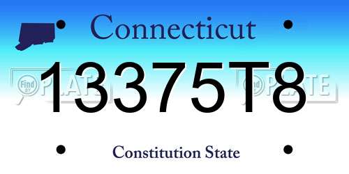 13375T8 Connecticut License Plate