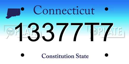 13377T7 Connecticut License Plate