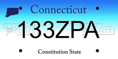 133ZPA Connecticut License Plate