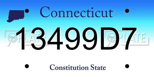 13499D7 Connecticut License Plate