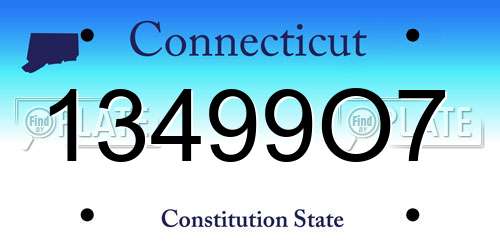 13499O7 Connecticut License Plate