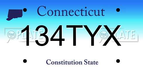 134TYX Connecticut License Plate