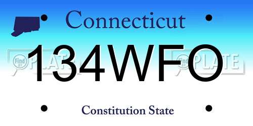134WFO Connecticut License Plate