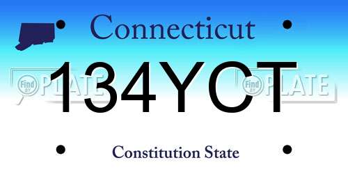 134YCT Connecticut License Plate