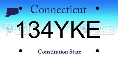 134YKE Connecticut License Plate