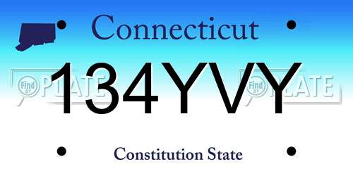 134YVY Connecticut License Plate