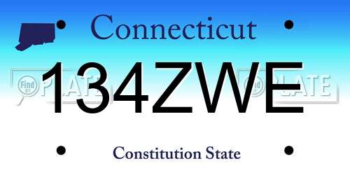 134ZWE Connecticut License Plate