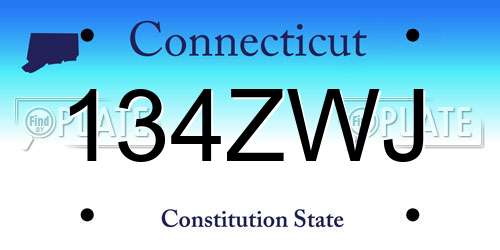 134ZWJ Connecticut License Plate
