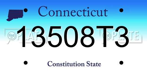 13508T3 Connecticut License Plate