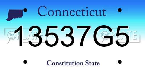13537G5 Connecticut License Plate