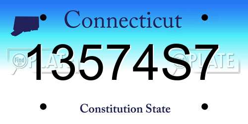 13574S7 Connecticut License Plate
