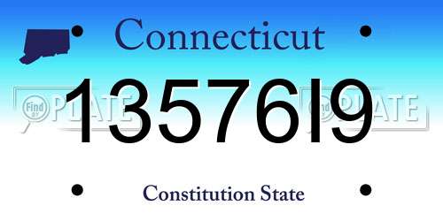 13576I9 Connecticut License Plate