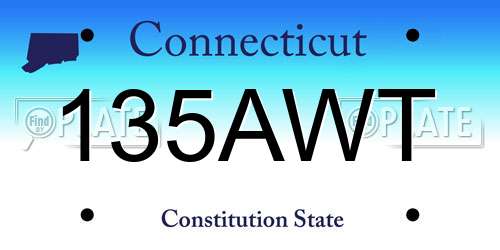 135AWT Connecticut License Plate