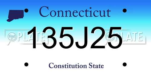 135J25 Connecticut License Plate